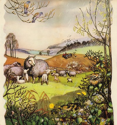 Vroege lente op het Engelse platteland, Engeland, jaren 1960 door English School